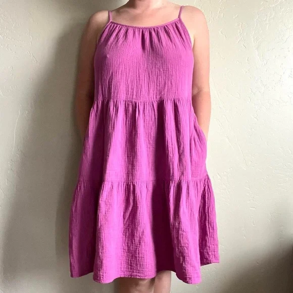 Universal Thread purple pink tiered cotton summer dress - Picture 3 of 8